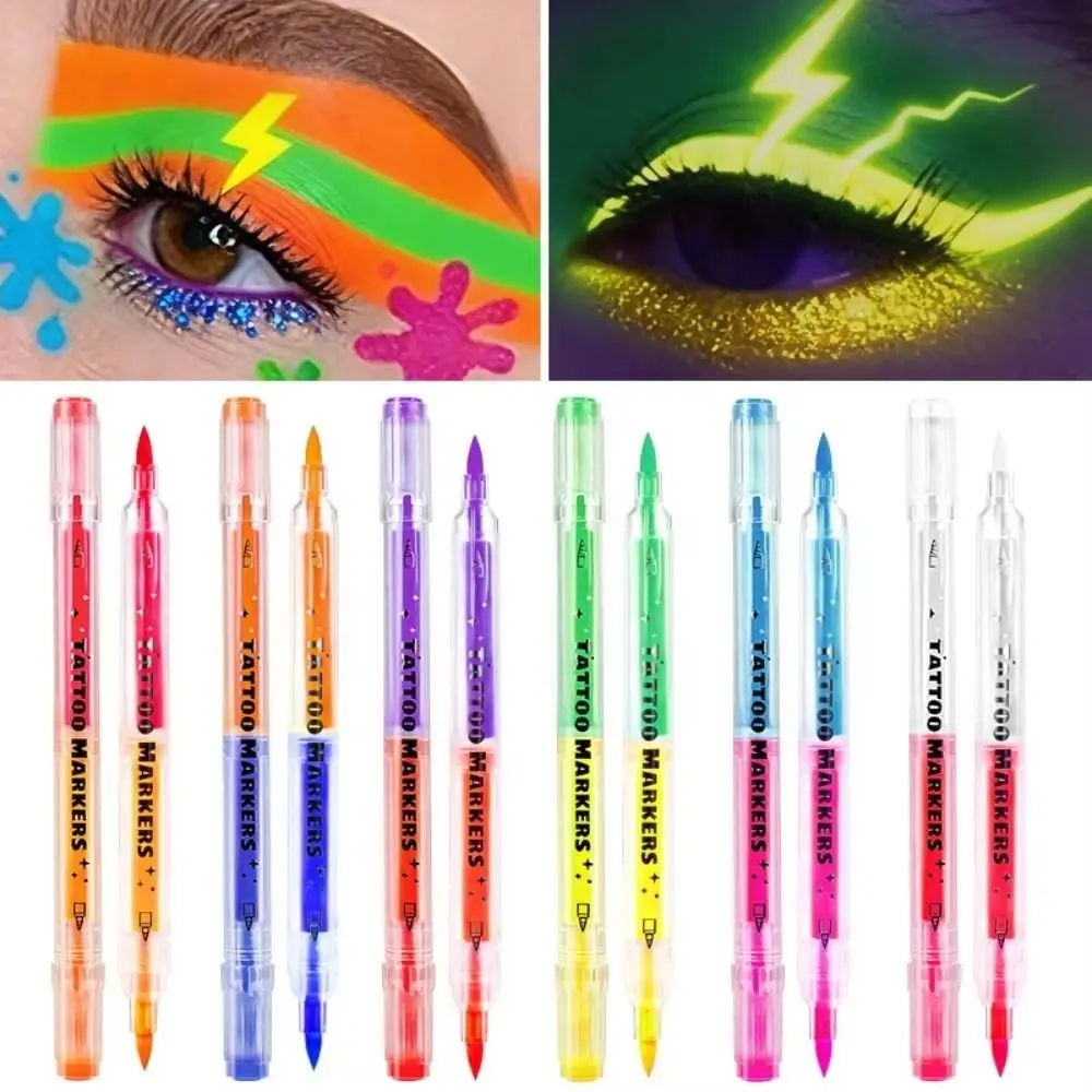Easy Wash Off Face Paint Markers Non-Toxic Water-Based Glow Face Paint 12/18 Colors Black Light Reactive UV Face Paint Halloween