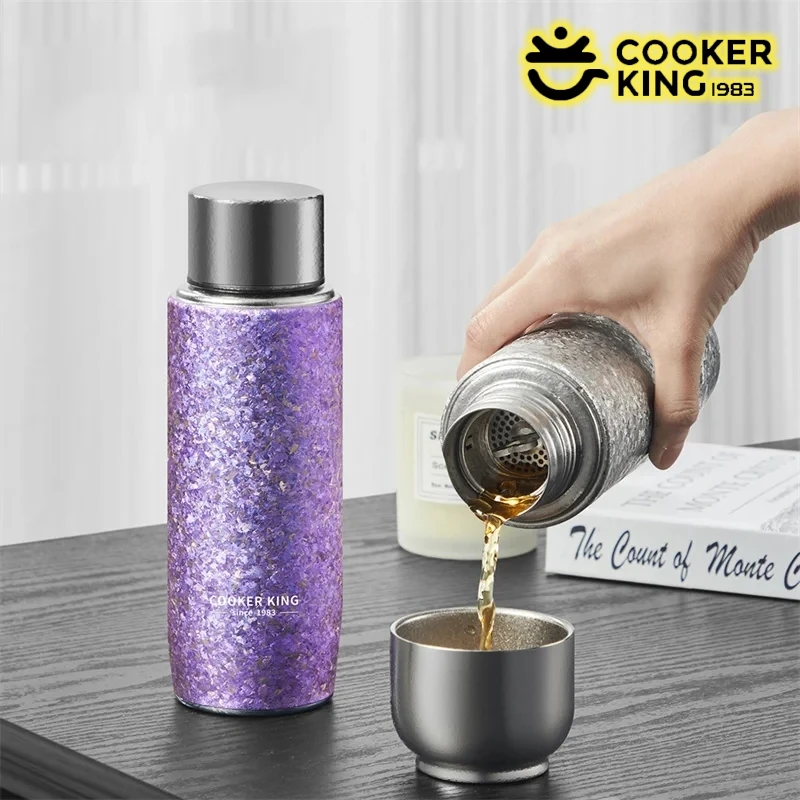 

COOKER KING 350/460 мл изолированная чашка из чистого титана с двойными стенками, термос для заваривания чая, вакуумная кружка с магнитной крышкой и ситечком для чая