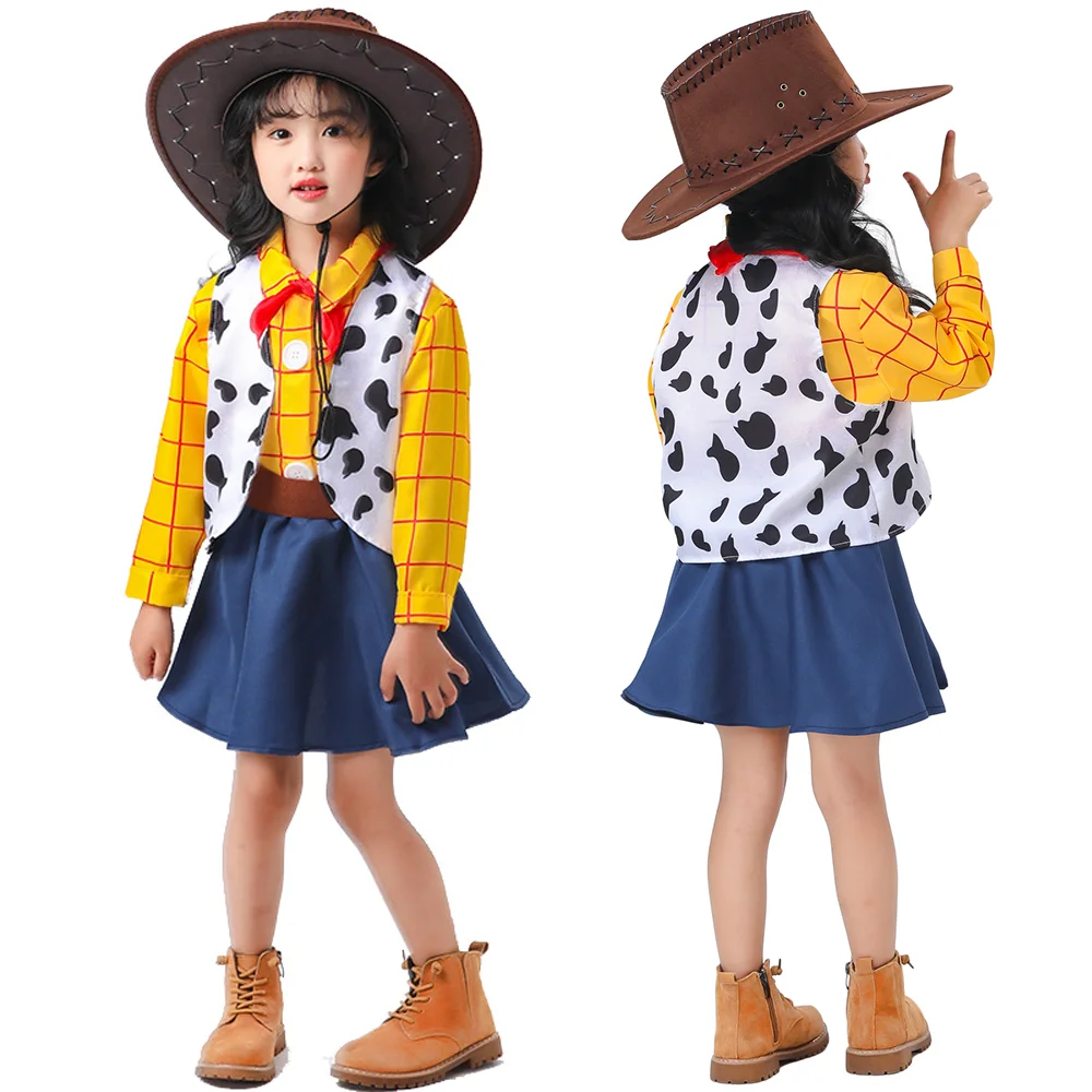 Unisex Toy Story Woody Cowboy Cosplay Uniform Western Cowboy Outfit Women Men and Boy Girl Halloween Family Party Game Costume