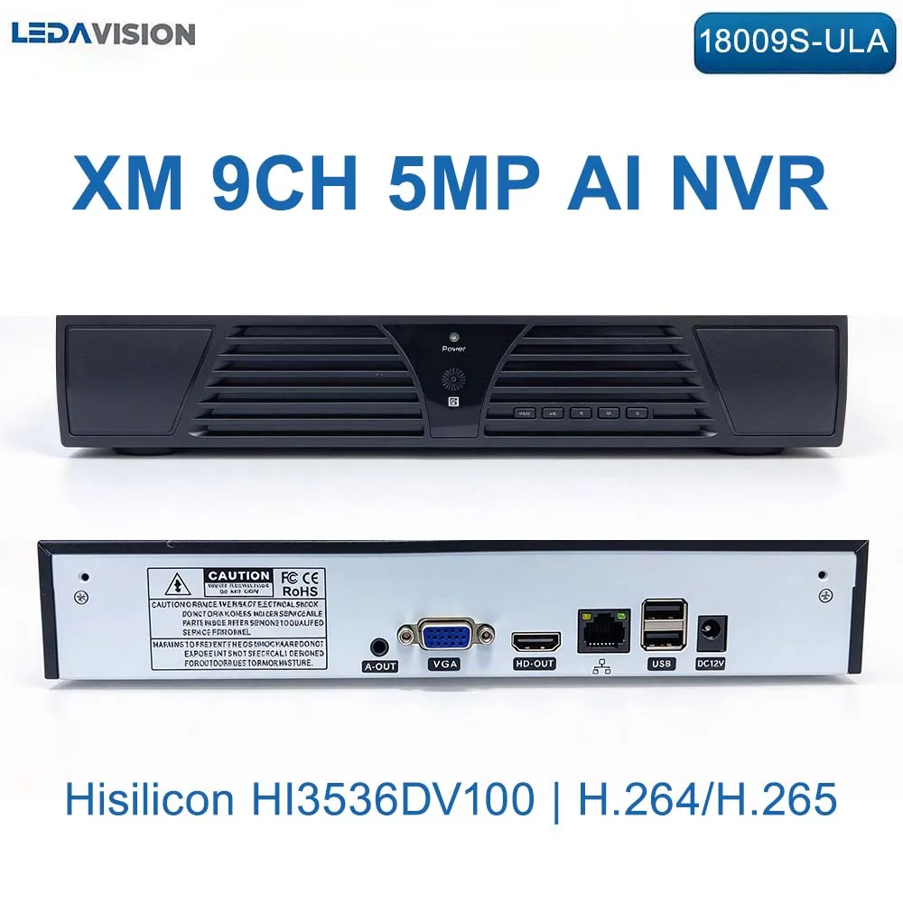 XM 18009S-ULA 9CH 5MP AI NVR Board H.265+ Face & Human Detection CCTV Network Video Recorder, ONVIF, XMEye APP, 255*210*42mm