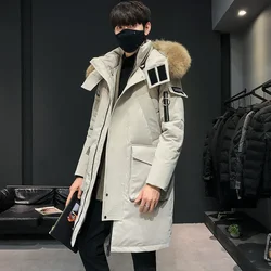 Heren Winter Warm Jack 2023 Nieuwe Dikke Casual Capuchon Lange Down Windjack Herenjas Merk Oversized Zwart Winddicht Heren Parka 'S