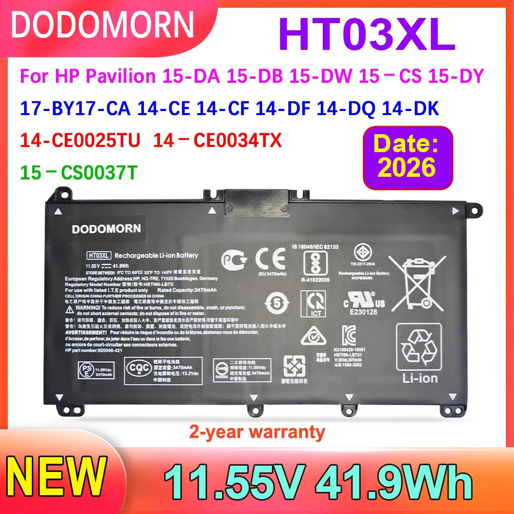 HT03XL-batería para portátil HP Pavilion 14-CE, 14-CF, 14-CK, 14-CM, 14-DG, 14-DF, 15-CS, 15-DA, HSTNN-LB8L, L11421-421/DB8R