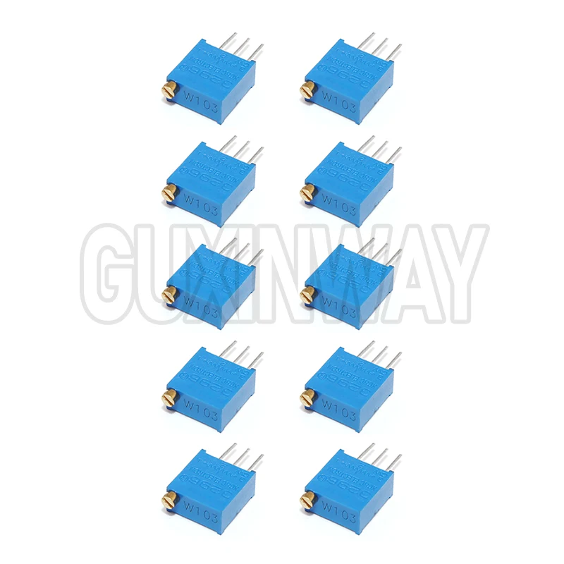 10 peças kit de potenciômetro 3296 de alta precisão 3296w resistor variável 100r -1m 200r 500r 1k 2k 5k 10k 20k 50k 100k 200k 500k