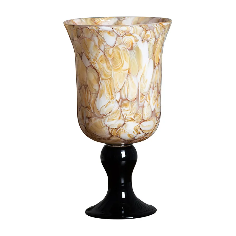 

Modern high-end art French retro texture high-footed handmade antique lamp flower arrangement vase decorative ornament