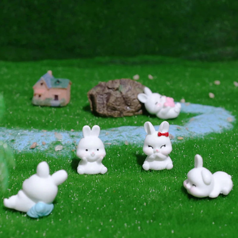 Creative Cute Little White Rabbit Ornament Fashion Kawaii Figurine Crafts Cartoon Desktop Home Decoration Accessories Gifts