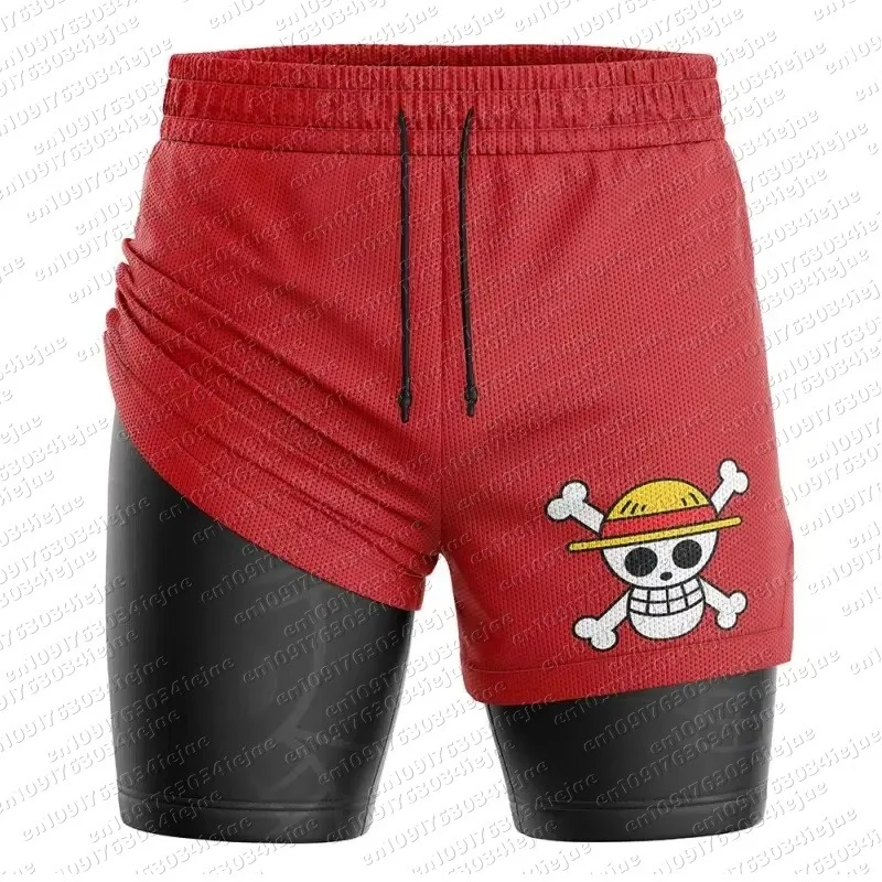 2026 Men's Women Mesh Double-layer Shorts Streetwear Anime Summer 2026 New Y2k Casual Running Workout Quick-drying view 2