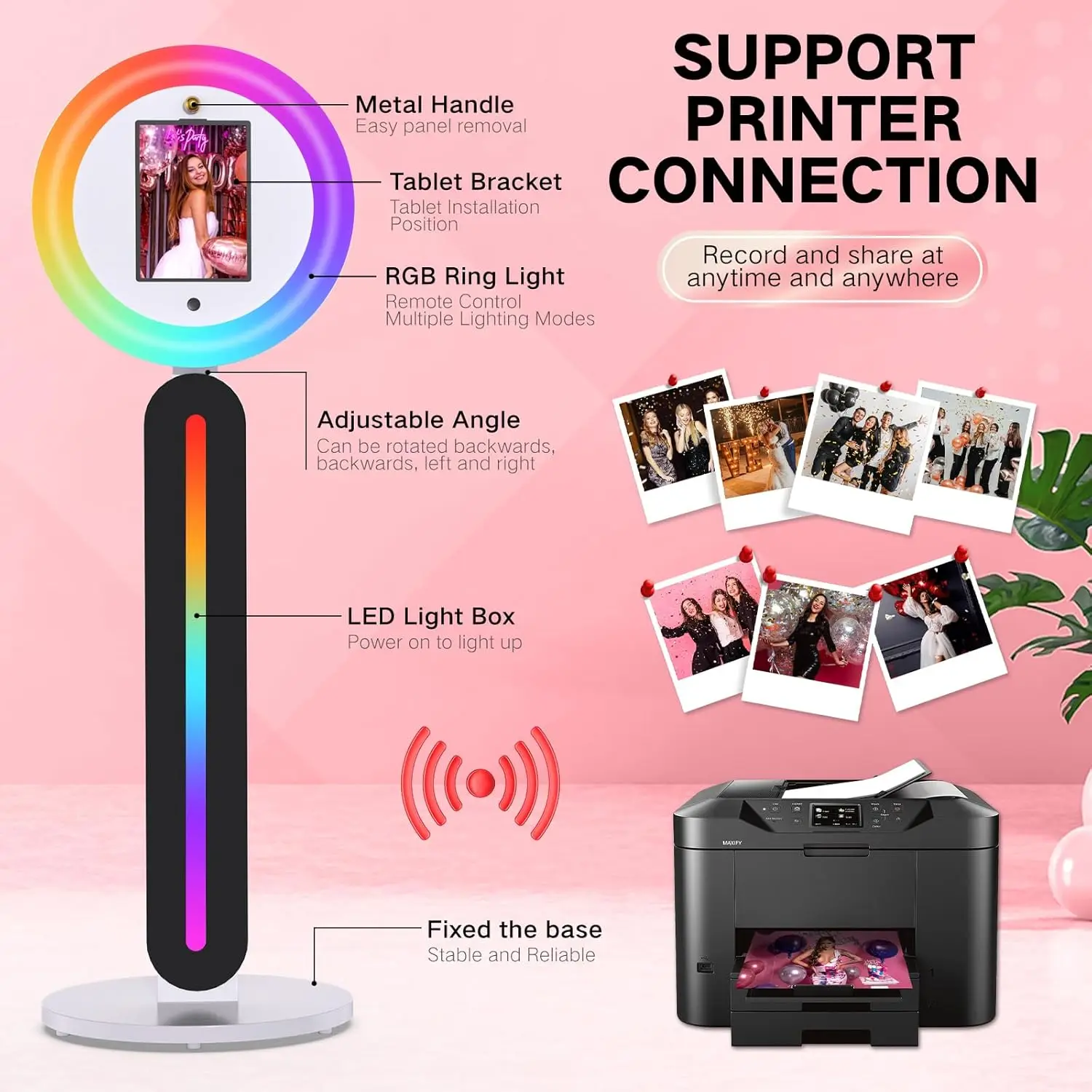 Portable iPad 360 Photo Booth Rental Bussiness App Remote Control Photobooth Machine For Wedding Party Rotating Video Camera Booth With RGB Ring Light US Ship With Flight Case