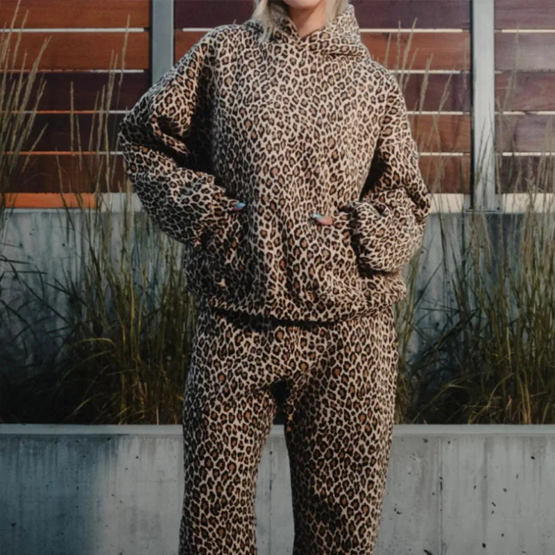 🔥American Vintage Leopard Print Hooded Oversized Casual Street Style Hoodie - Figure-Flattering & Versatile!