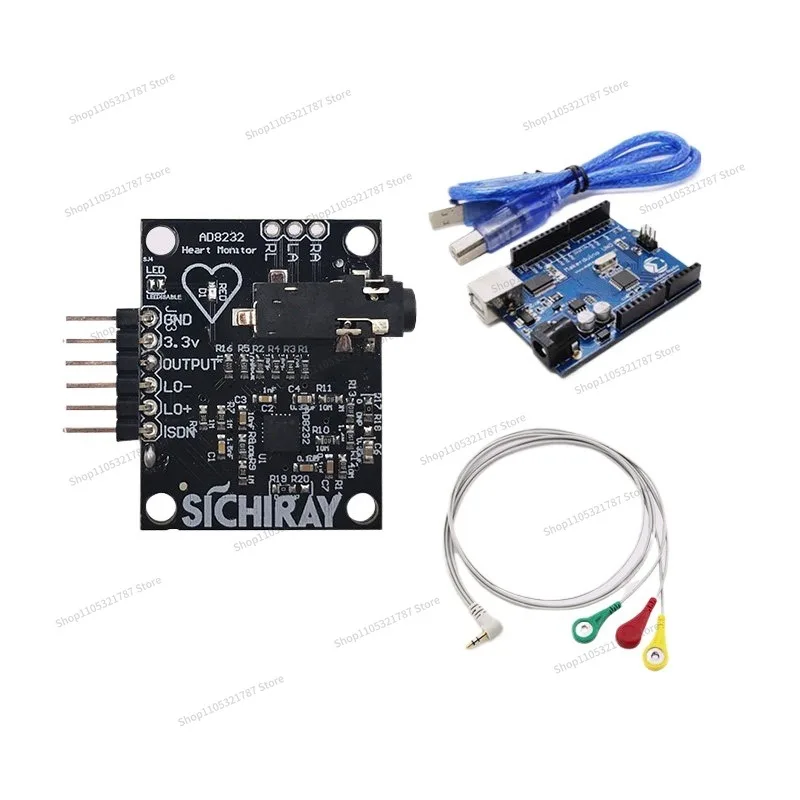 AD8232 ECG Sensor Pulse Heart Rate ECG Acquisition Module Analog Measurement ECG Detection Single Chip Microcomputer