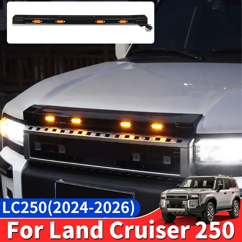 

For 2024 2026 Toyota Land Cruiser Prado LC250 Front Hood LED Sand Stone Deflector Protect Vehicle Paint Car Exterior Accessories