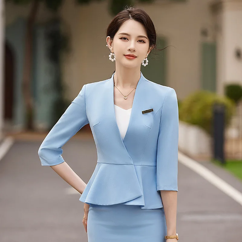 White Suit Set Women2024New Spring Business Wear Temperament Goddess Style Jewelry Store Beauty Salon Workwear