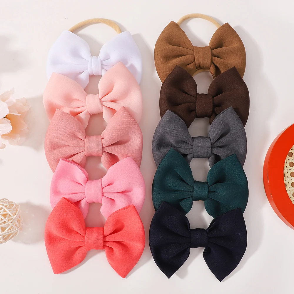 

10Pcs random color baby elastic headband soft bowknot hair bands headties infant dress up headdress