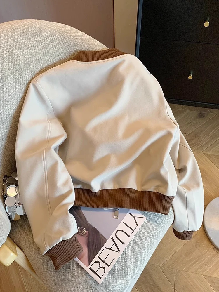 عارضة الوقوف طوق المرقعة Jaet أعلى ex ربيع الخريف Faion ملابس خارجية فضفاضة مباراة بسيطة جميع الفصول المرأة الرجال