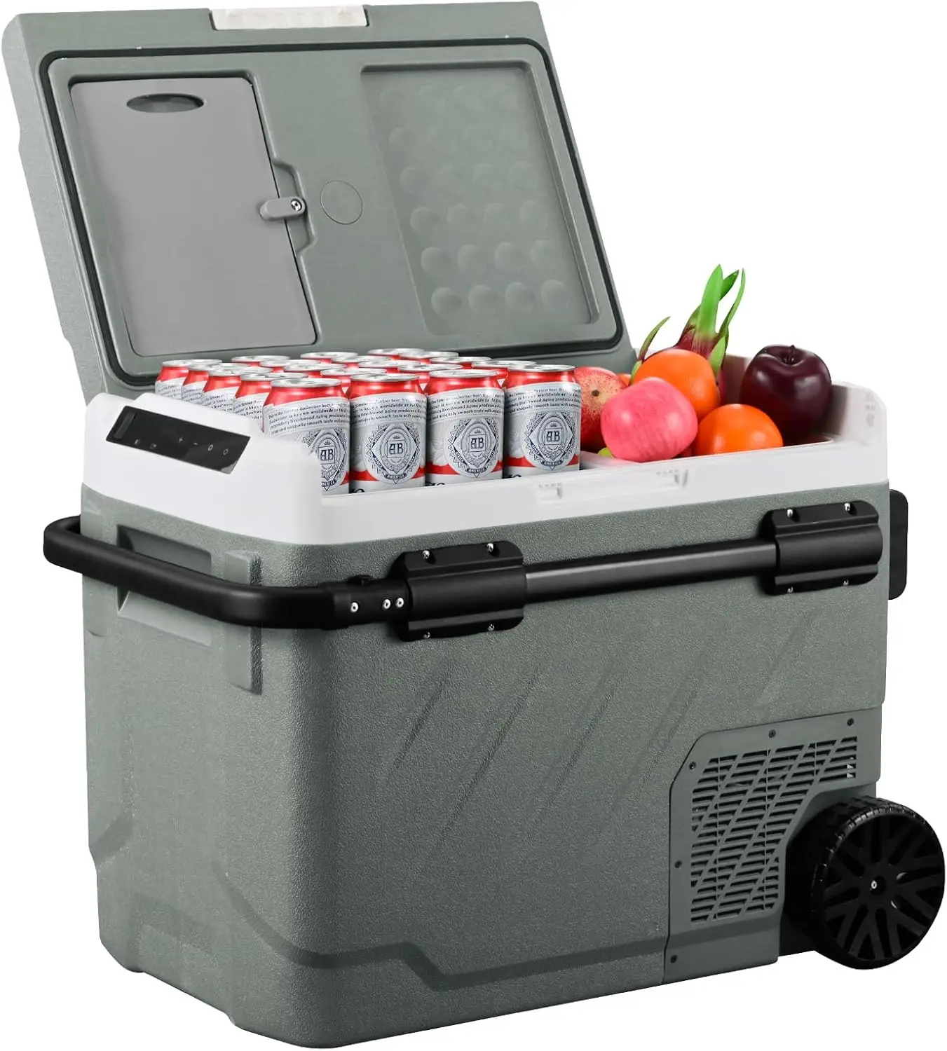 Portable Refrigerator for Car 12 Volt Refrigerator with Wheel 52 Quarts Car Refrigerator Dual Zone Independent Control Portable