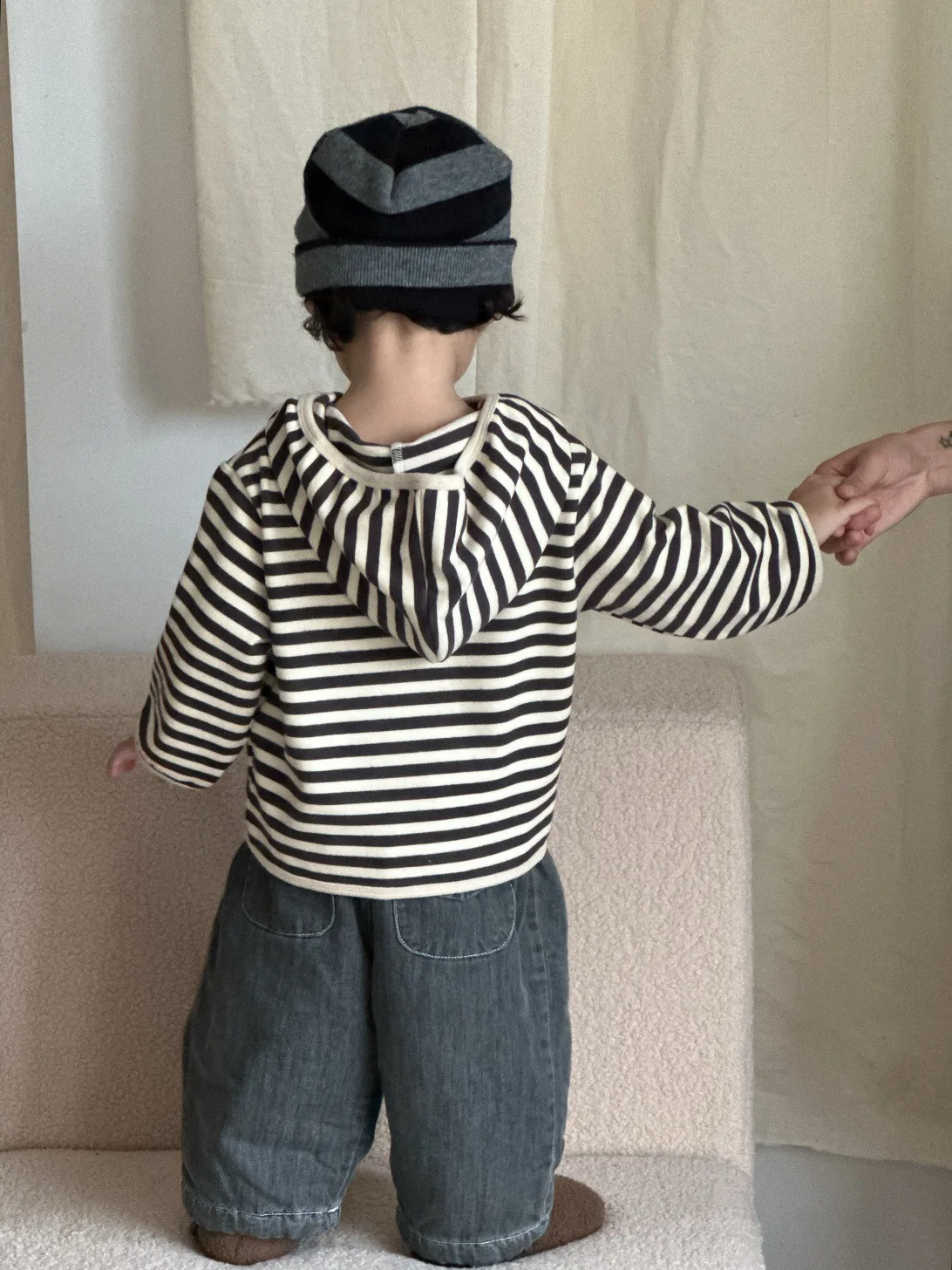 Toddler Boys Casual Pullover Infant Girls Striped Hoodie 2025 Winter New Baby Long Sleeve Hooded Sweatshirt Plus Velvet Thick #4