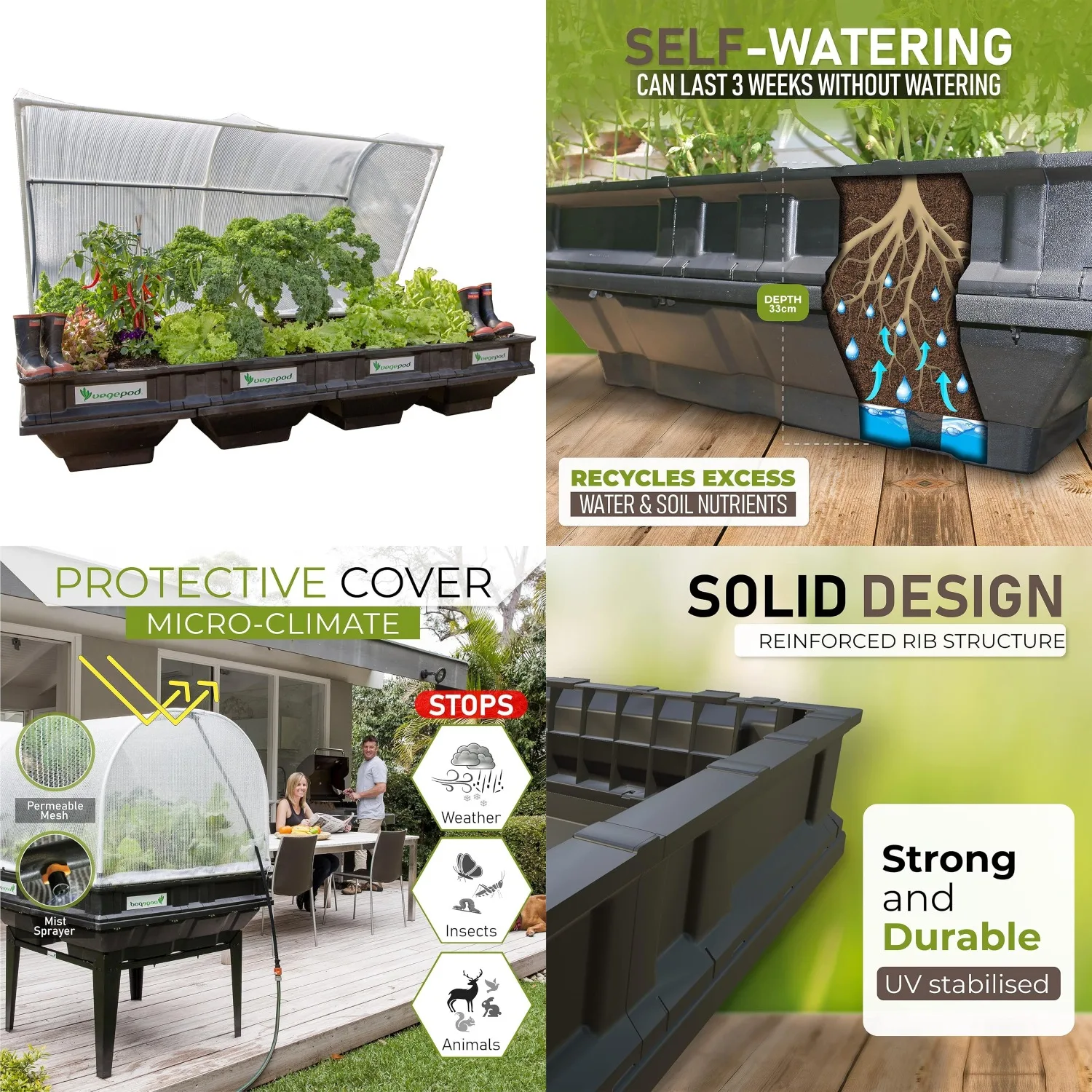 

Raised Garden Bed Self Watering Container Kit Protective Cover Elevated Waist Height Large Size, Customized
