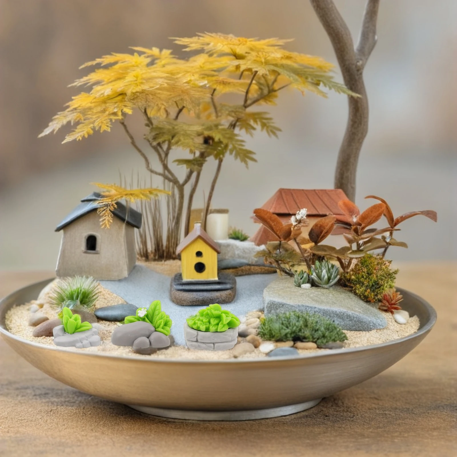 

12pcs Miniature Grass Stone Decorations Artificial Bonsai Rocks Garden Landscape Rock Sculpture Micro Landscaping Faux Rocks