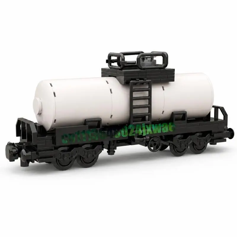 176PCS White Industrial Train Tank Wagon Custom Model Standard Size Building Blocks DIY Railway Vehicle Collection Holiday Gift