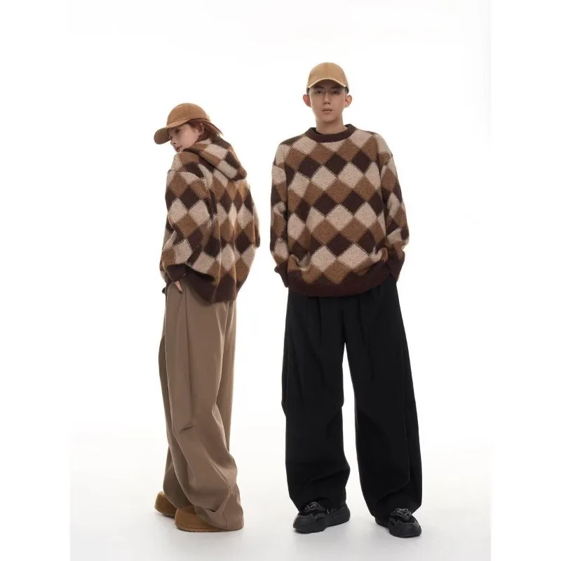 Outono inverno vison cabelo vento preguiçoso camisola homens e mulheres solto americano retro na moda casal camisola de malha casaco superior é simples