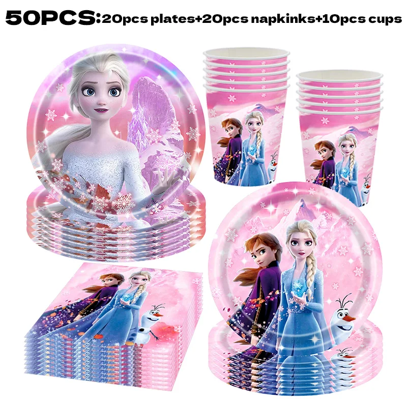 جديد الوردي المجمدة حفلة عيد ميلاد زينة لوازم عدة إلسا عيد ميلاد لوحة منديل كوب أدوات المائدة خلفية بالون حفلة صالح #2