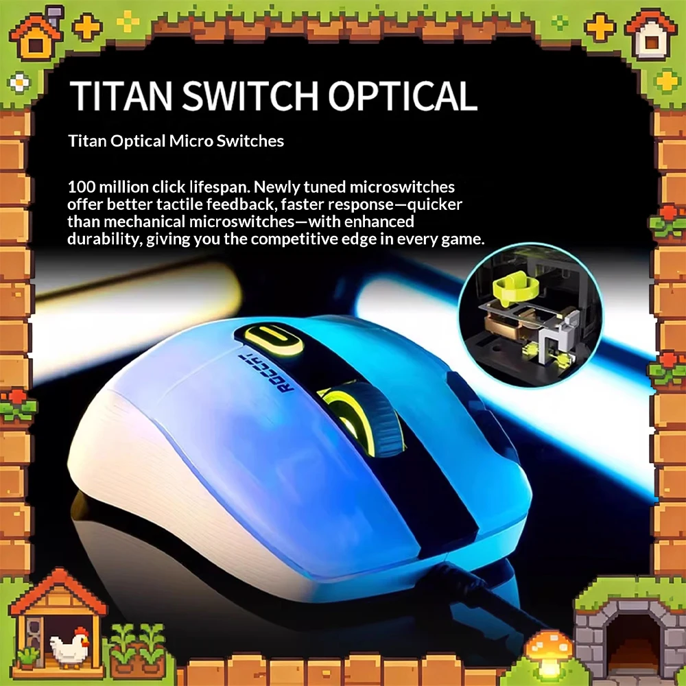 Turtle Beach KONE XP Gaming Mouse 19000DPI Three Mode Connection 3D RGB Lamp Effect PC Mouse Krystal 4D Roller Light Weight Gift