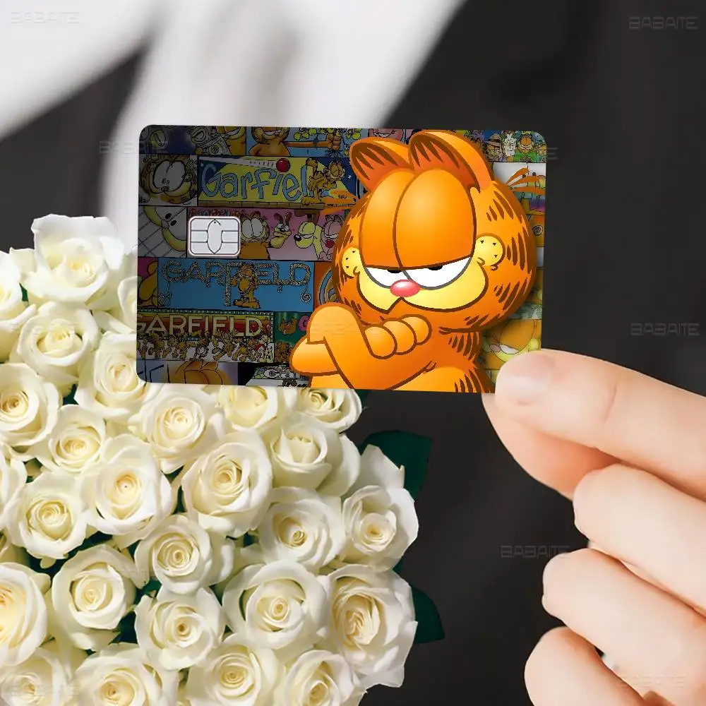 Classic Cat G-Garfields 2024 Anime Cartoon Skin Stickers Film Tape Case For Big Credit Debit Card Front Side