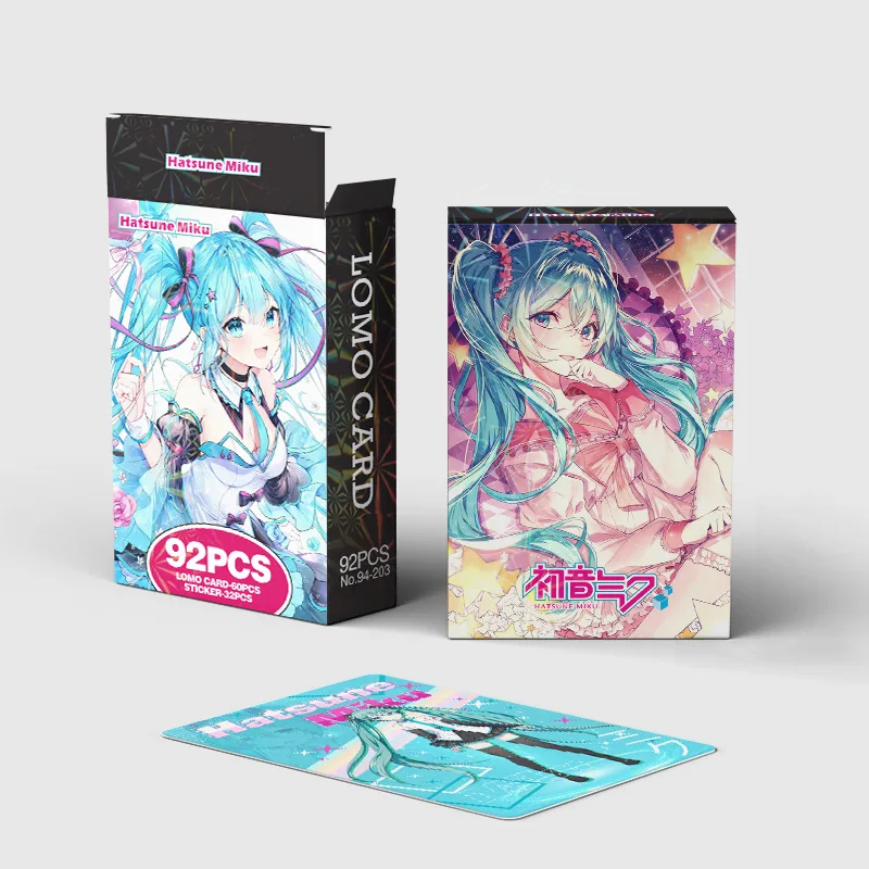 Hatsune Miku Japanese Anime Lomo Card 1pack/92pc Mini Card Games Postcards Photo Gift Fan Collection Toy 60PC Card 32PC Stickers