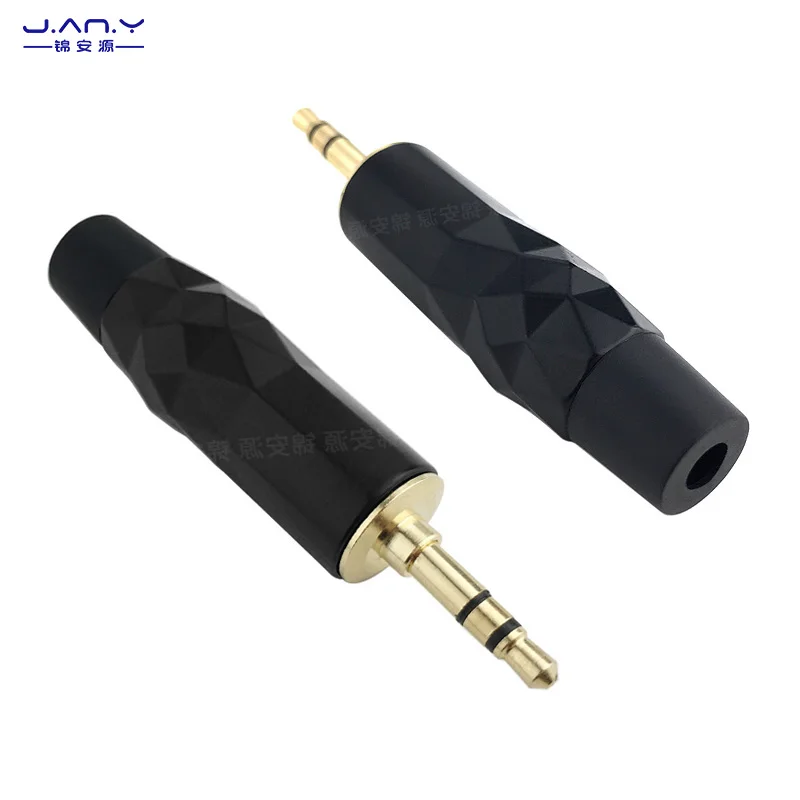 Cabezal de soldadura de audio chapado en oro de cobre de 3,5mm, pequeño estéreo de tres núcleos, cable auxiliar de doble canal, auriculares de 3 secciones, conector DIY