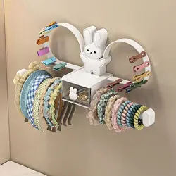 Kawaii Rabbit Hair Hoop Storage Rack Wall Mounted Jewelry Organizer Hair Tie Hair Clip Hairband Display Hair Accessories Rack