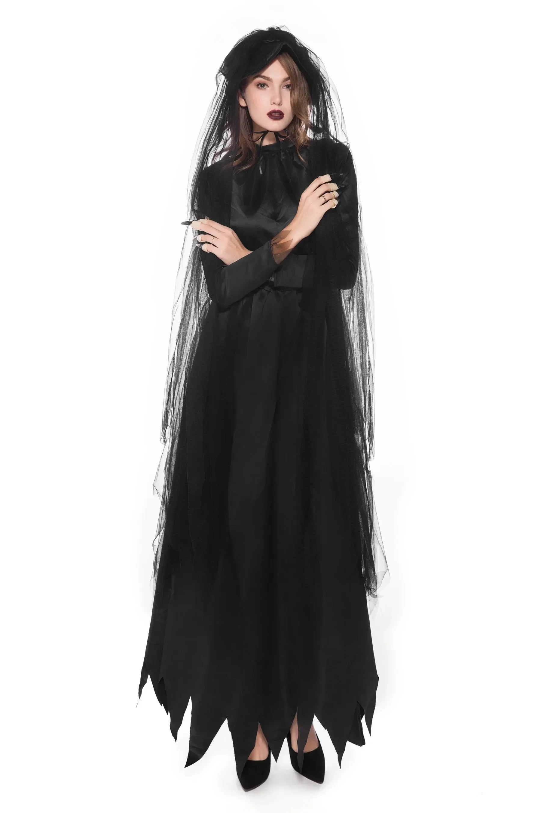 Nuovo Halloween Fantasmi morti per adulti Vestito da strega Demone Vampiro Costume Abito scuro Diavolo Fantasma Sposa Costumi Abiti spaventosi