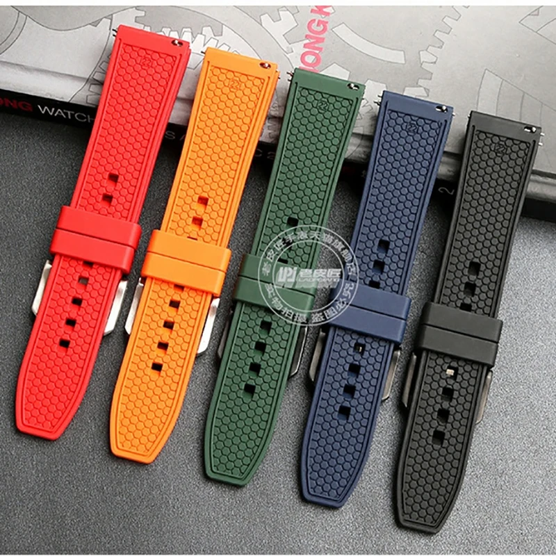 20mm 21mm 22mm fluororubber Strap for Longines IWC Portugal Seiko Canned Food Outdoor Sports Watchband Rubber Watch Bracelet