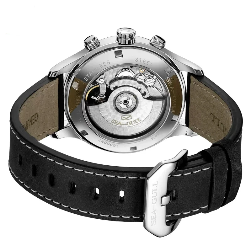 Sea-Gull Dual Time Zone Herrenuhr 42 mm Kalender Automatische mechanische Armbanduhren 50 m wasserdichte Uhren reloj automático 6063