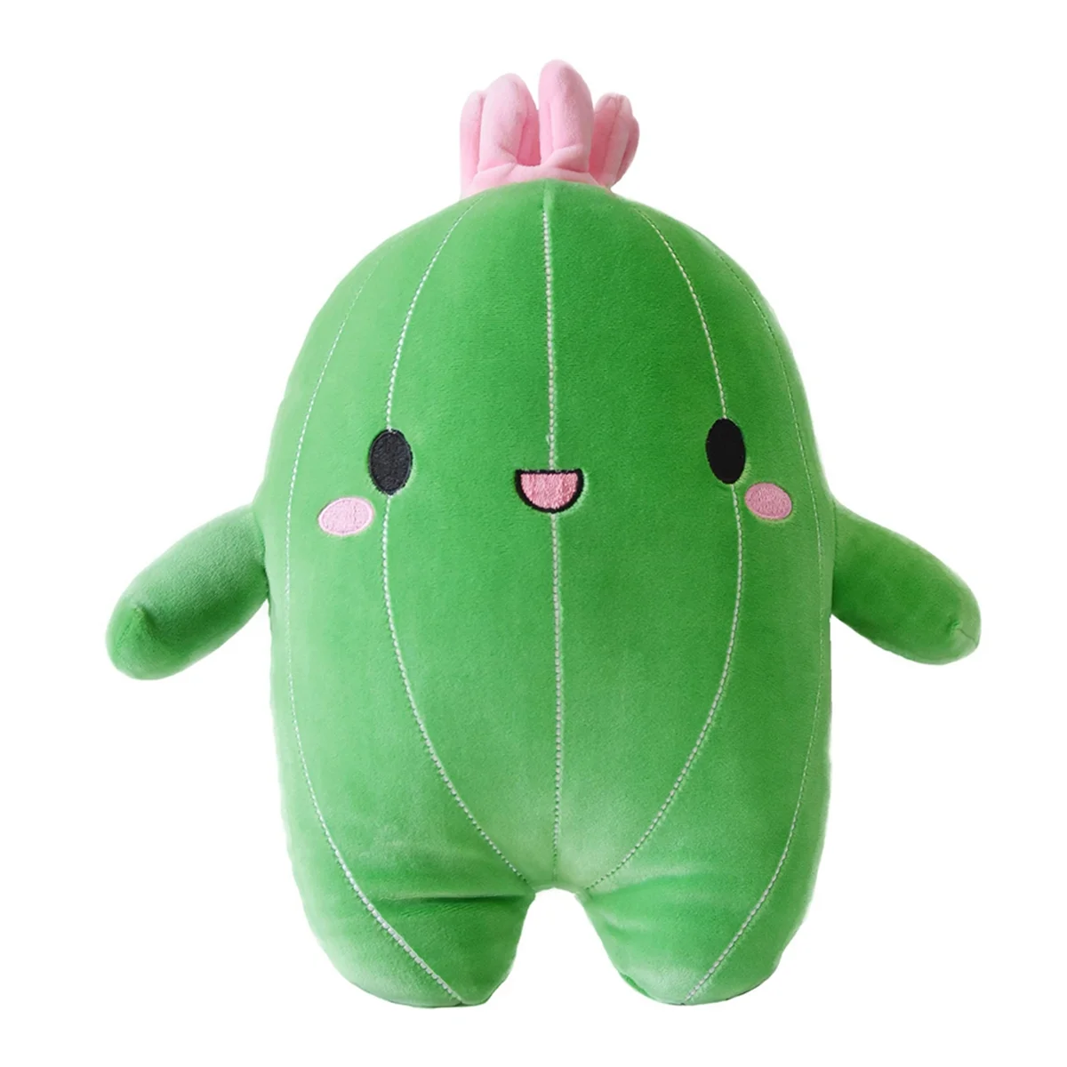 Cuddly Cactus Stuffed Plant Animal with Smile Face and Pink Antenna Soft Cacti Plush Toy Pillow,M