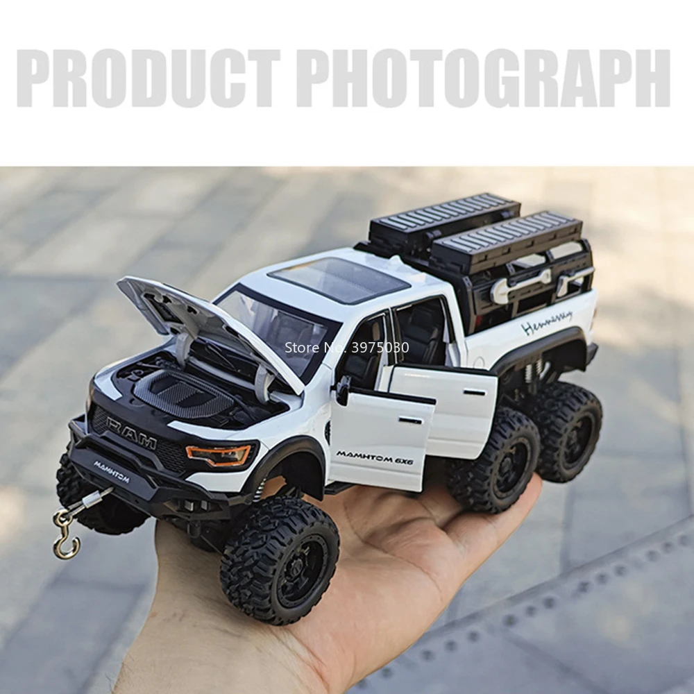 Modelos Dodge Mammoth 1:24, coches de juguete, rueda fundida de aleación, SUV en miniatura con sonido ligero, vehículo para niños, regalos de Festival