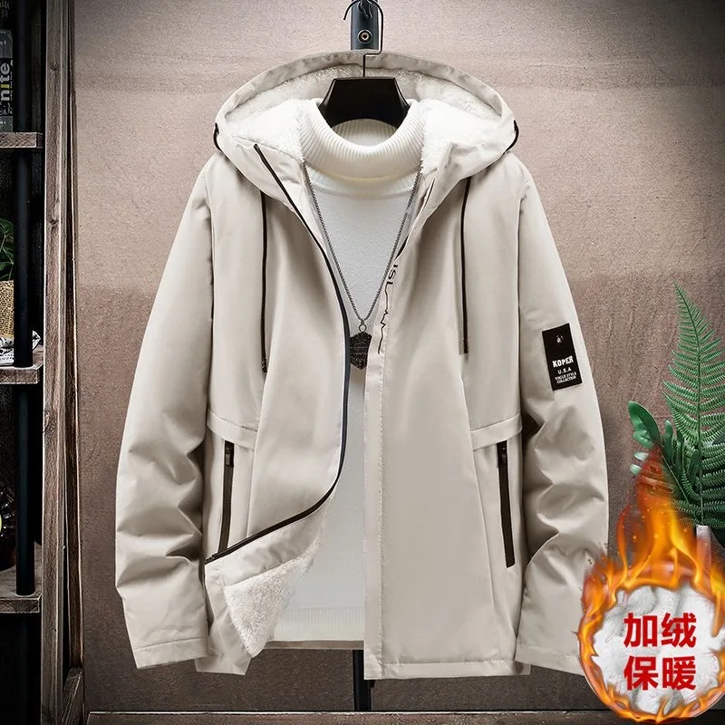 2024 Autumn and Winter New Fashion Sports Plus Fleece Thick Warm Jacket Men's Casual Loose Large Size High-end Hooded Coat M-5XL