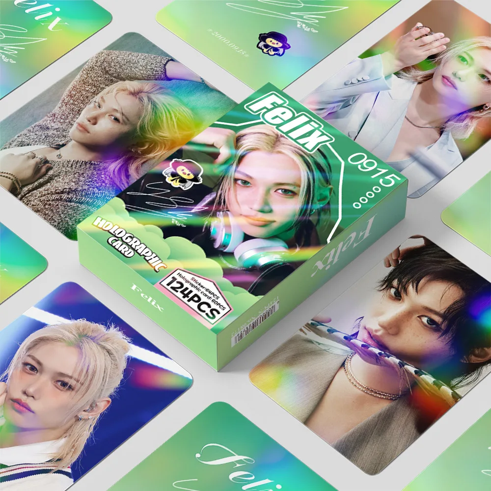 

Коллекция фотокарточек KPOP 124 шт. с Феликсом из Stray Kids — альбом DO IT, блестящие карточки Sparkle, коллекция стикеров LOMO с блестками для подарков фанатам
