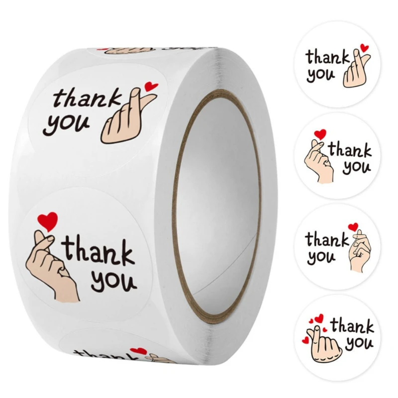 500pcs Roll 1 Inch Red Heart Thank You Sticker Heart Stickers Flower Stickers Envelope Sealers Thank You for Your Stickers Gift
