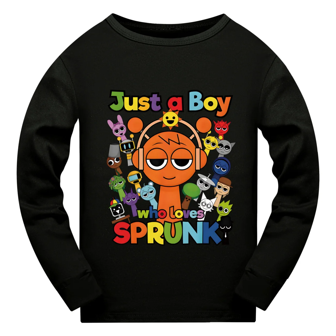 Sprunki الكرتون الاطفال ملابس علوية بأكمام طويلة للربيع تي شيرت لعبة Incredibox طفل الفتيان موضة س الرقبة تيز الملابس في سن المراهقة الفتيات لطيف القمم 2-15Y