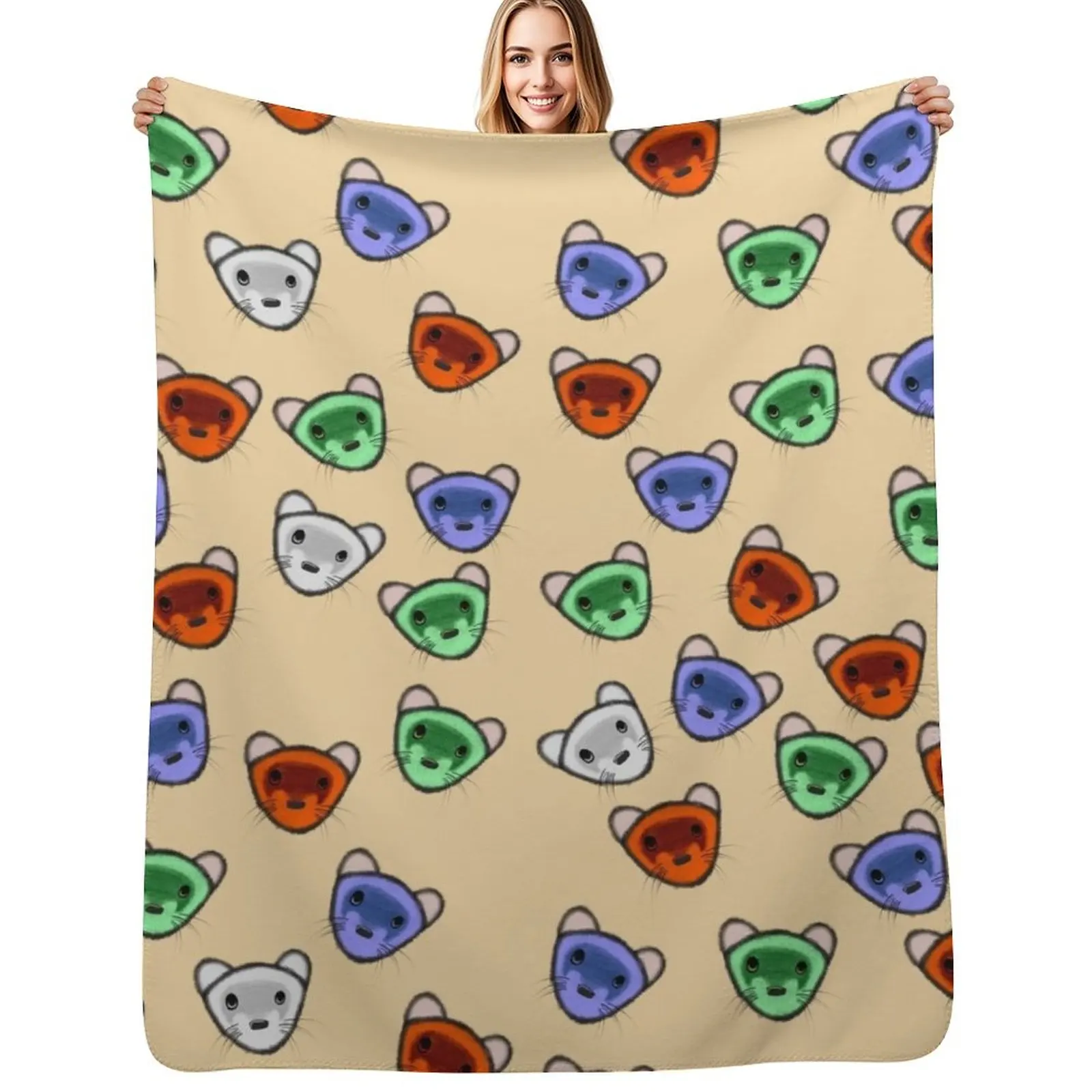 

RGB Ferrets Throw Blanket Machine Washable Soft Warm Blanket