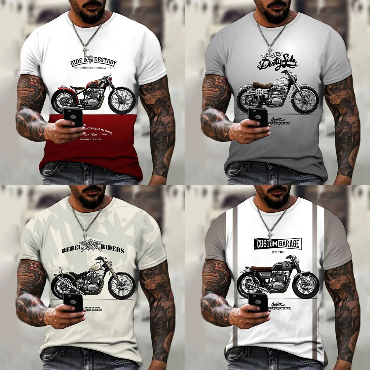 

Men's Outdoor Sports Off-road Motorcycle 3D Digital Printed Sports Shirt New Fashionable Casual Quick Drying Breathable T-shirt