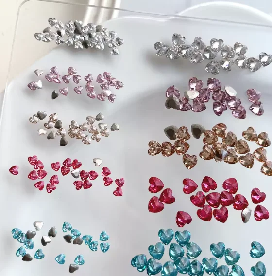 20 pçs brilho amor coração strass luxo pêssego zircônia cúbica para arte do prego diy decorações de cristal 5a acessórios da arte do prego