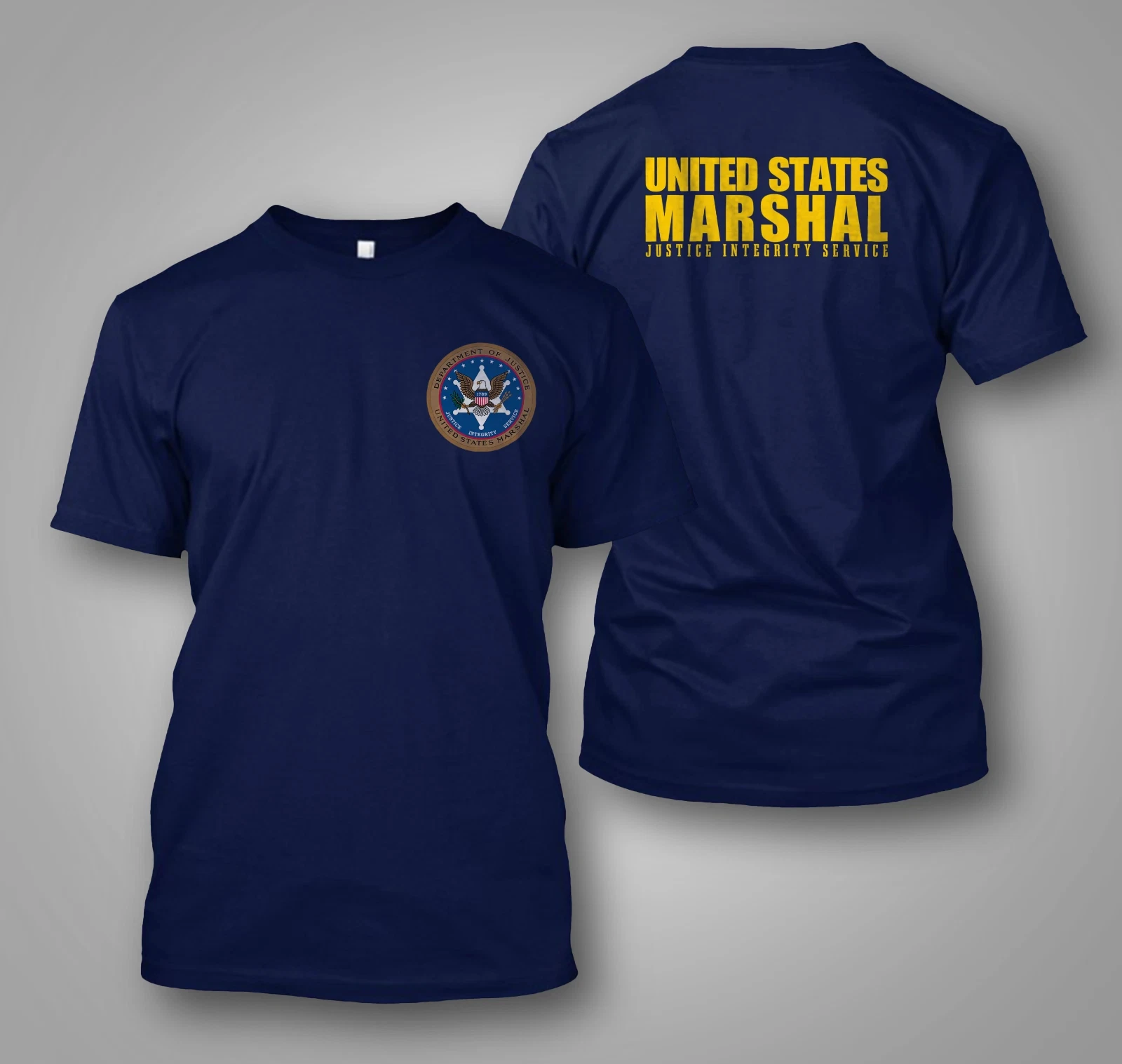 Police United States US Marshal - Custom Men's Back and Front T-Shirt Tee