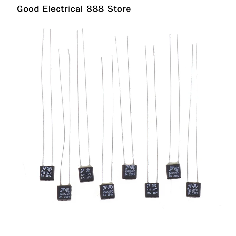【G】10Pcs Black Square Fan Motor 2A 250V Thermal Fuse LED Fues 115 120 125 130 135 140 145 150 Degree Temperature Switches