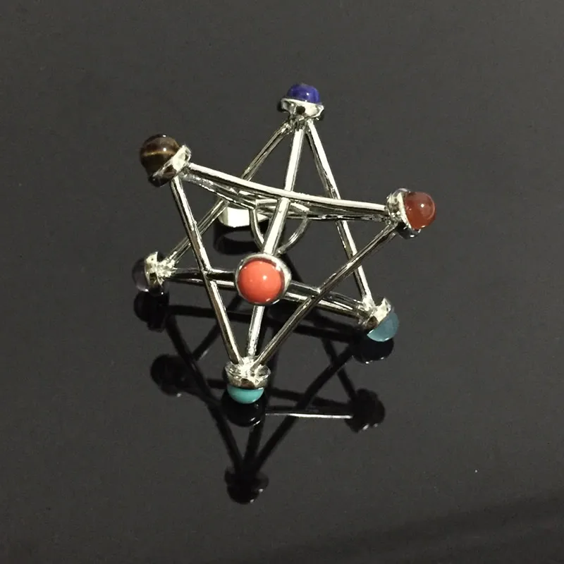 Colgantes Retro de piedra Natural para hombre y mujer, colgante de Reiki de 7 Chakras, punto de estrella hueca, arcoíris