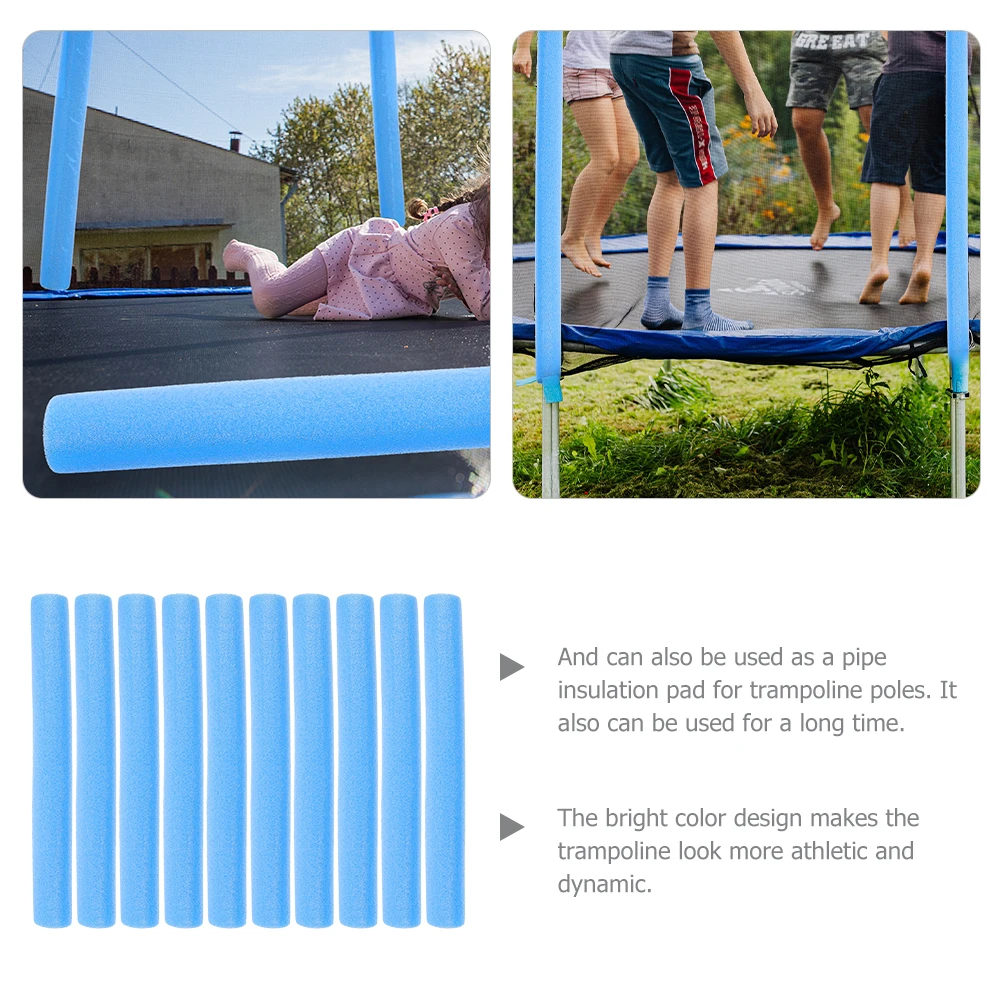 

10 Pcs Trampoline Protective Cover Replacement Anti Collision Tube 40cm Blue Foam Padding Pole Sleeves Durable Trampoline Supply