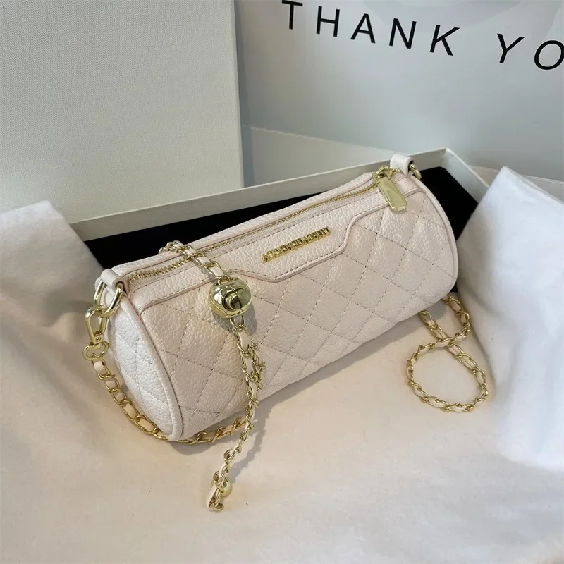 Fashion Trend Street Style PU One Shoulder Crossbody Bag Embossed Rhombus Chain Small Fragrant New Bags for Women  Handbag