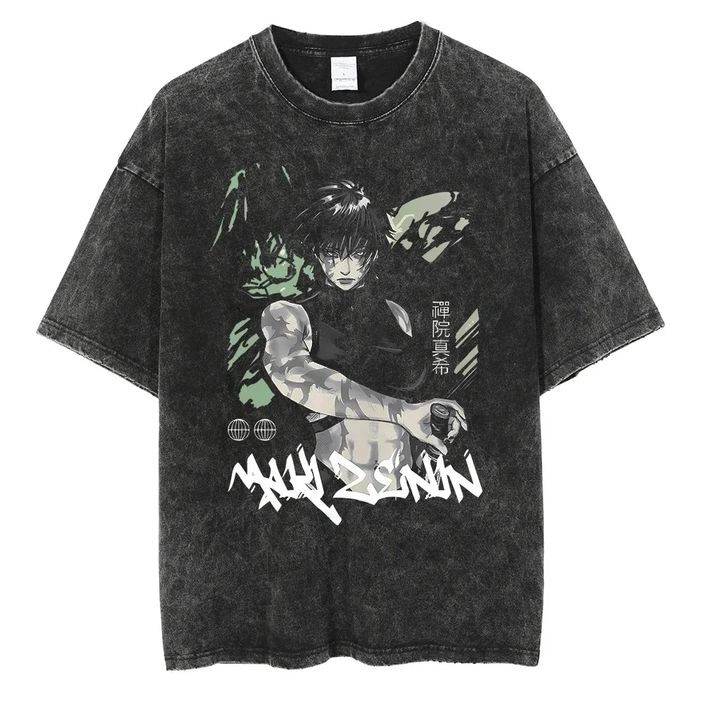 Hot Anime Jujutsu Kaisen Zenin Maki Cool Printed T Shirt Men Women Classic T Shirts Harajuku Male Washed Cotton Manga T Shirt