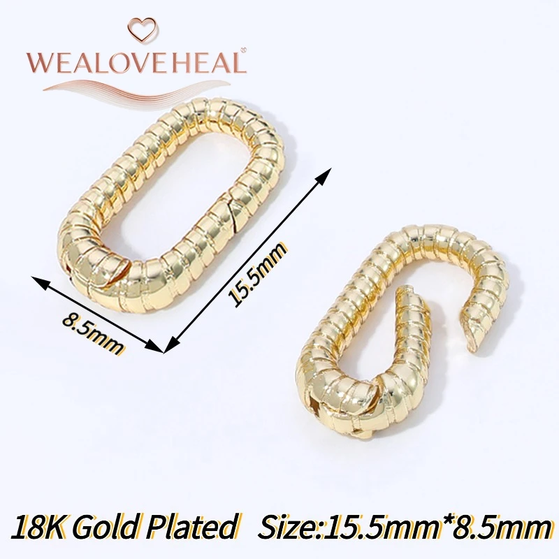 Hochwertige 18K vergoldete Messing-Karabinerhaken in Kreis-, Oval- und Herzform mit Druckverschluss für DIY-Schmuckherstellung. – Detail 23