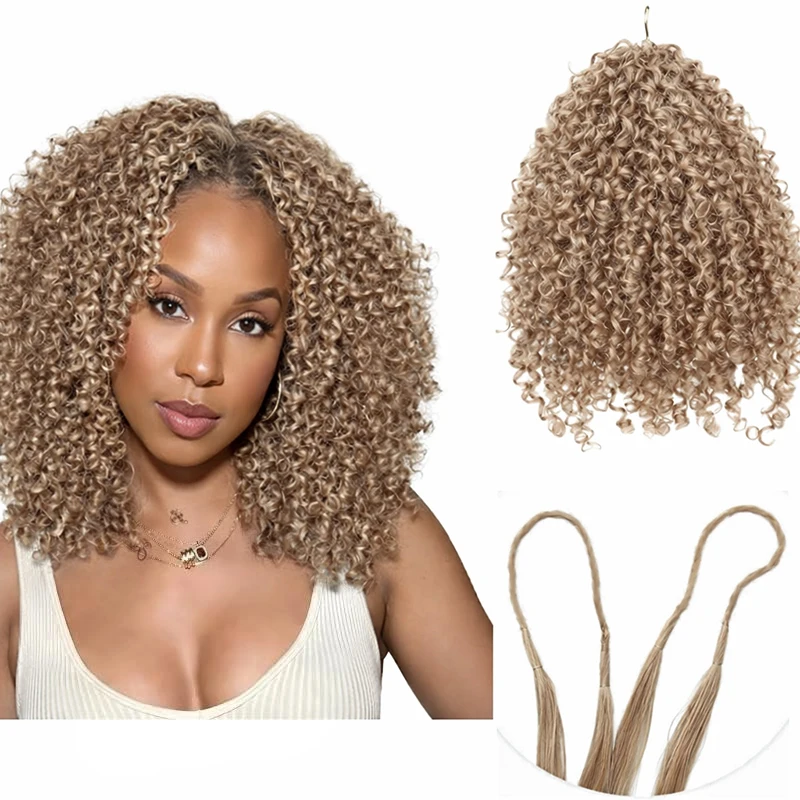 

Цвет волос: медово-блонд, кудрявые, для плетения крючком, из натуральных волос # 27 предварительно разделенных безузловых прядей для плетения косичек-«перьев» для женщин