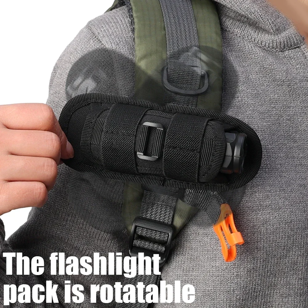 Flashlight Bag 360 Degree Rotatable Flashlight Pouch Holster Outdoor tool Waist Bag  Molle Backpack hanging bag with torch clip